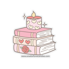 Cozy Candle & Books Stickers - Charming Kiss-Cut Art for Book Lovers