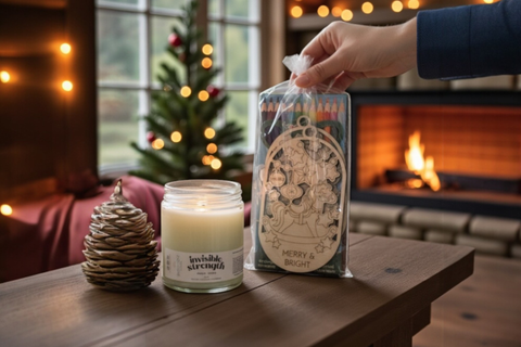 Paint & Glow Holiday Kit Gift Set - 8oz Candle + DIY Ornament Painting Kit