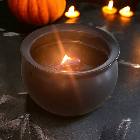 Black Cauldron Wooden Wick Candle